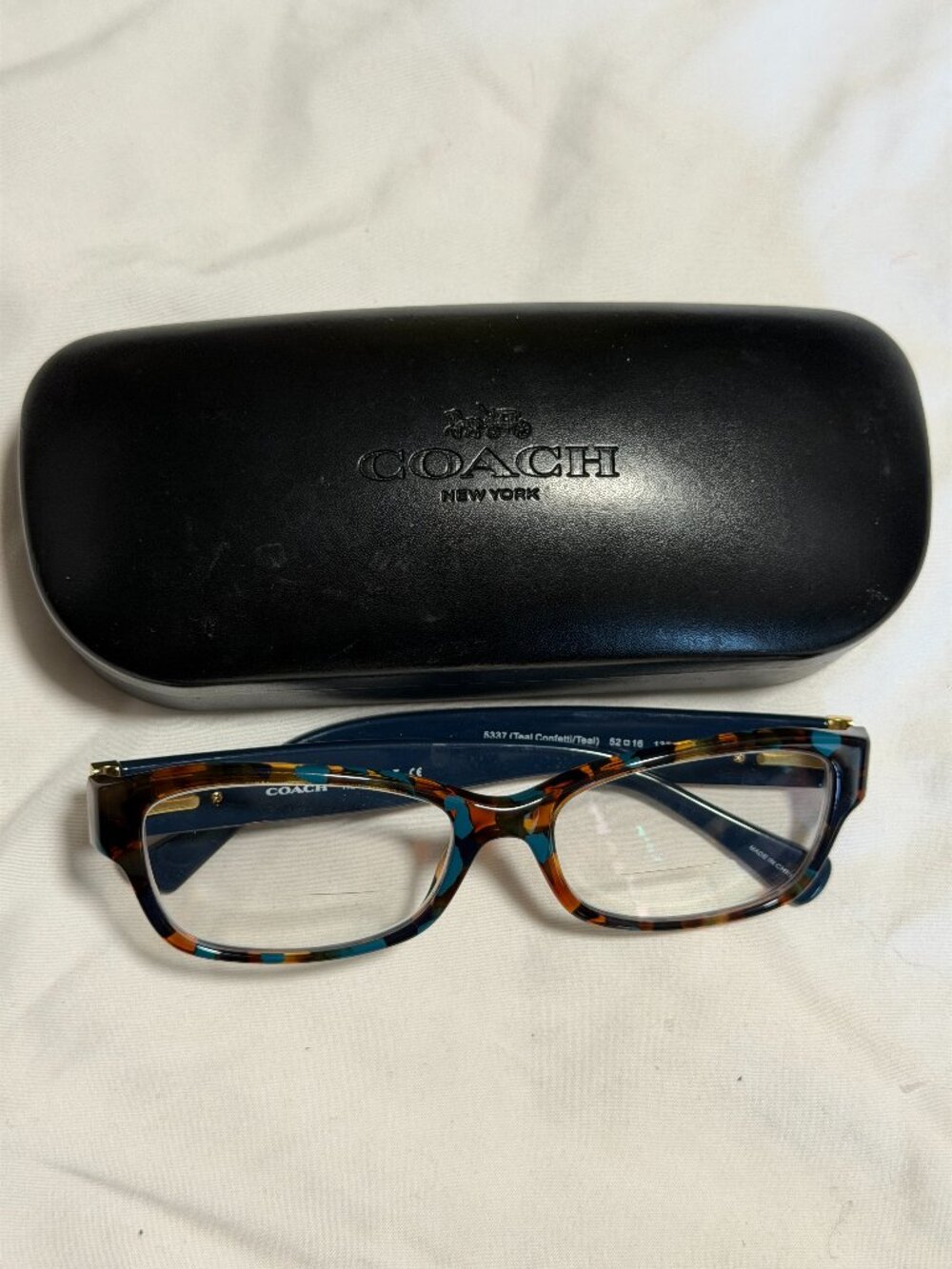 COACH Multicolor Tortoiseshell Eyeglasses with Black Case